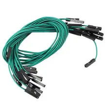15 шт. двойной головкой 1pin F/F Jack Разъем соединительный кабель Провода зеленый 30 см