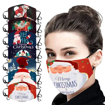 

Mascara 1pc Christmas Print Washable Winter Warm Resue Breathable Adjustable Mascarillas Cover Monder Maska Send Fast