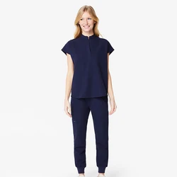 S-2XL 4Colors Short Sleeve Tops Pant Nursing Uniform Women Pet Shop Doctor Scrub Medical Surgery Workwear Set