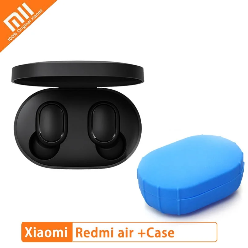 add light blue case Оригинальная глобальная версия Xiaomi Redmi Airdots Xiaomi беспроводные наушники Голосовое управление Bluetooth 5,0 шумоподавление управление краном - Цвет: add light blue case