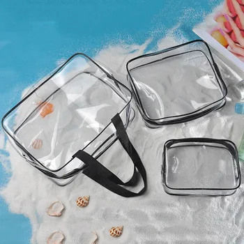 

3PCS Transparent PVC Bags Travel Organizer Clear Cosmetic Makeup Bag Waterproof Beauty Wash Organizer Toiletry Storage Pouch