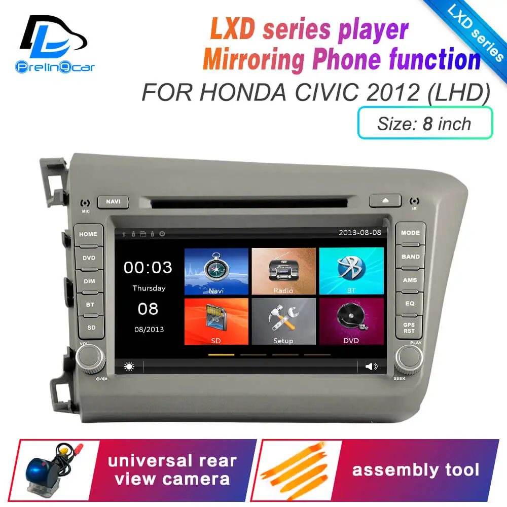 Android 9,0 DSP 4G Lte мультимедийный dvd-плеер для HONDA civic 2012 лет подголовник монитор Радио Стерео навигационная система - Цвет: LXD  L 2012 civic