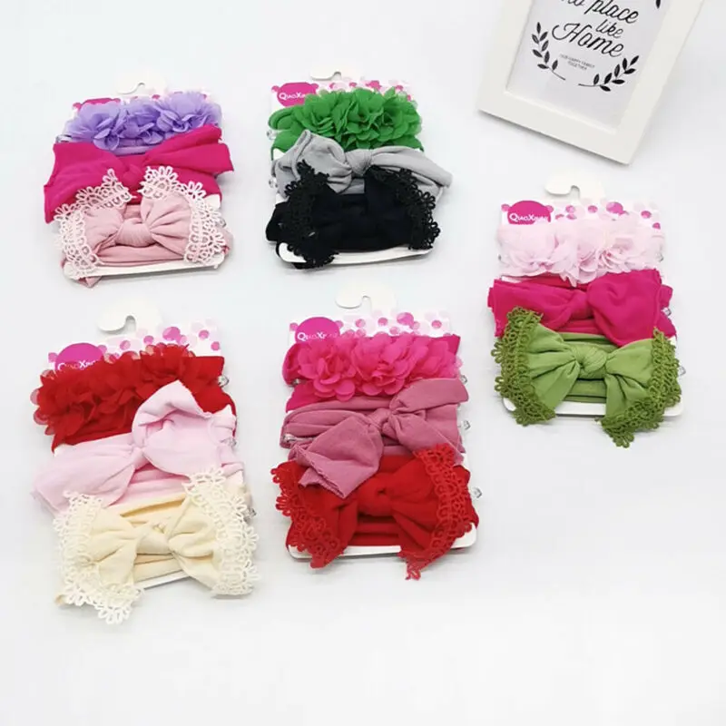 

Fashion 3Pcs Baby Girls Infant Toddler Flower Bow Headband Hair Band Accessories