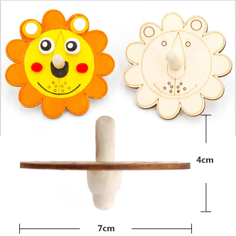 10Pcs DIY Wooden Gyro Toy Handmade Drawing Painting Graffiti Filling Coloring Creative Kindergarten Art Craft Kid Toys