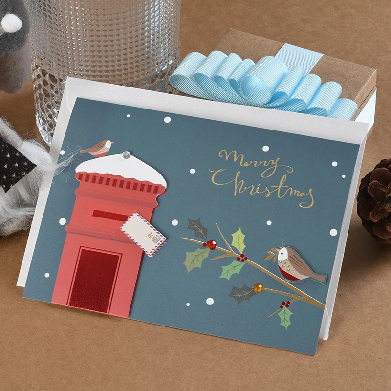  2pcs Originality Gift 3D Christmas Greeting Card Greeting Card Birthday Greetings Thanksgiving Card - 4.00039E+12