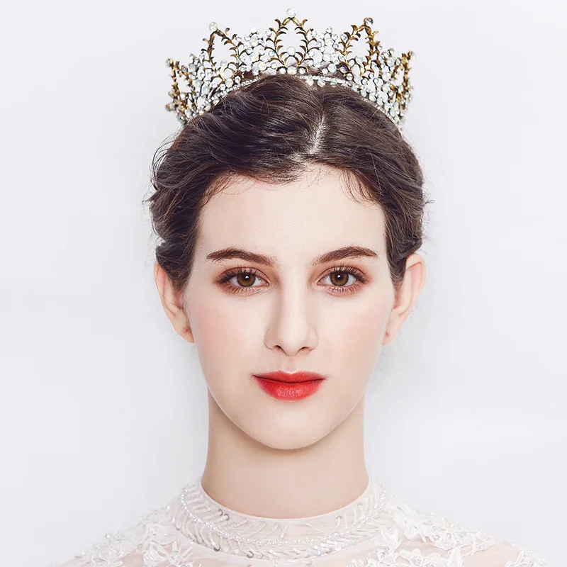 Новая круглая свадебная корона FUN BEAUTY инкрустированная Цирконом в стиле барокко