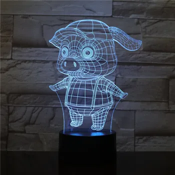 

pig 3D LED Night Light Multicolor RGB Bedroom Decor 3d lamp for Kids Christmas Gift Toys lamp drop ship Amazon