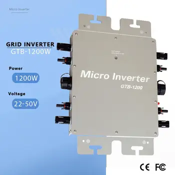 

Solar Smart Grid Wireless Inverter GTB-1200W MPPT For PV Monitoring System 22-50VDC AC Waterproof IP65 With WIFI Communication