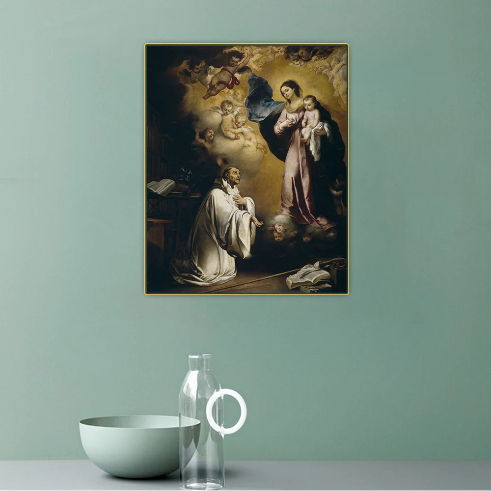 

Citon Murilloã€ŠThe Apparition of the Virgin to Saint Bernardã€‹Canvas Oil Painting Artwork Poster Picture Decorations Home Decor