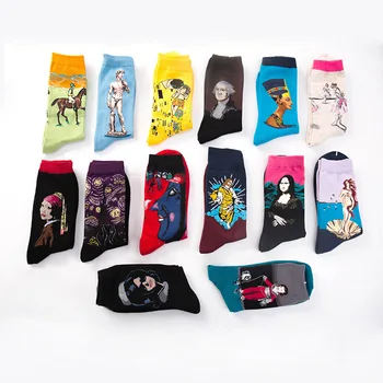 

Painting Sock Men's Art Socks Creative Black Unisex Crew Casual Thermal Cotton Sox Warm Adult Autumn Winter Classic Skarpetki