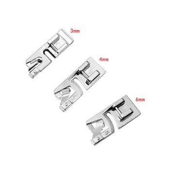 

3 Pcs Domestic Sewing Machine Laminated Presser Foot Hem Feet Set 3MM+4MM+6MM for Brother Sewing Accessories