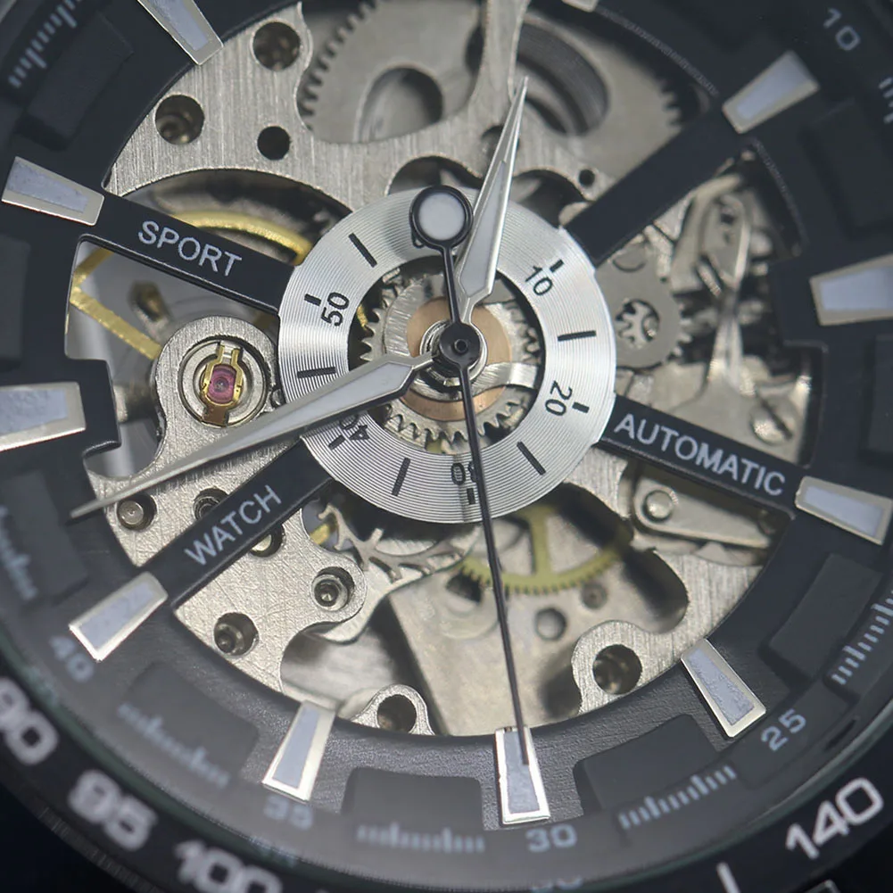 Мужские часы с полым скелетонным циферблатом автоматические механические наручные часы из нержавеющей стали Mas-culino модные мужские часы с большим циферблатом Milit