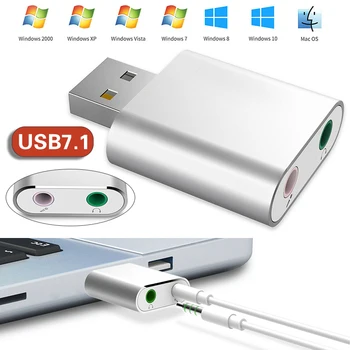 

External Sound Card 3.5mm Headphone Earphone Adapter USB 7.1 External Sound Card 3D Stereo Audio Adapter Converter for Laptop