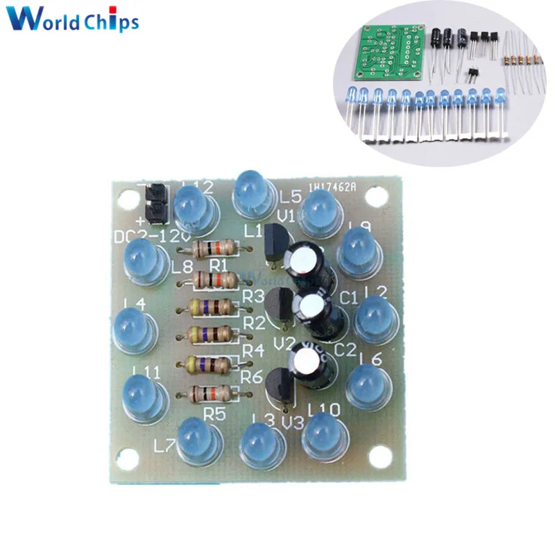 

DIY Blue 12PCS LED Circular Lamp Suite Light Kit Fun Electronic Parts DIY Electronic Kit
