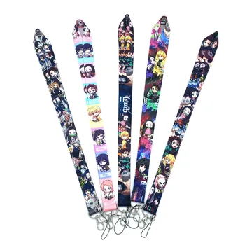 

200Pcs Demon Slayer Kimetsu no Yaiba Lanyard mobile phone key chain Neck Strap Keys Camera ID Card Lanyard Wholesale