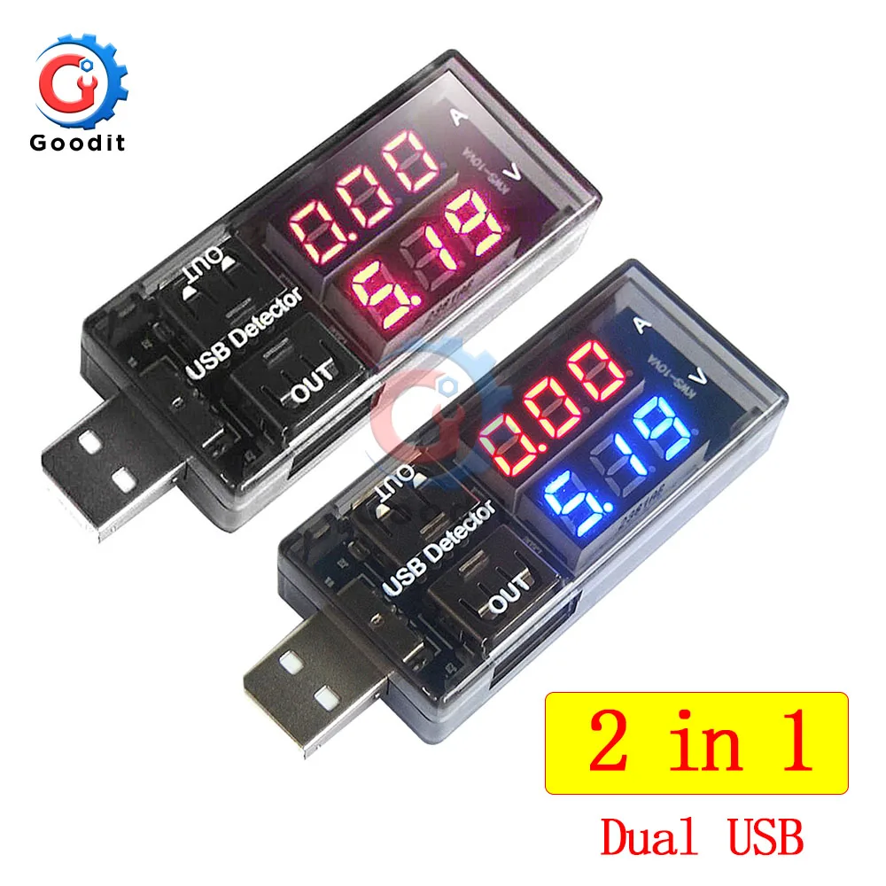 Dual USB port Current Voltage Charging charger Detector Tester Battery Voltmeter Ammeter Charger Doctor Red Blue | Инструменты