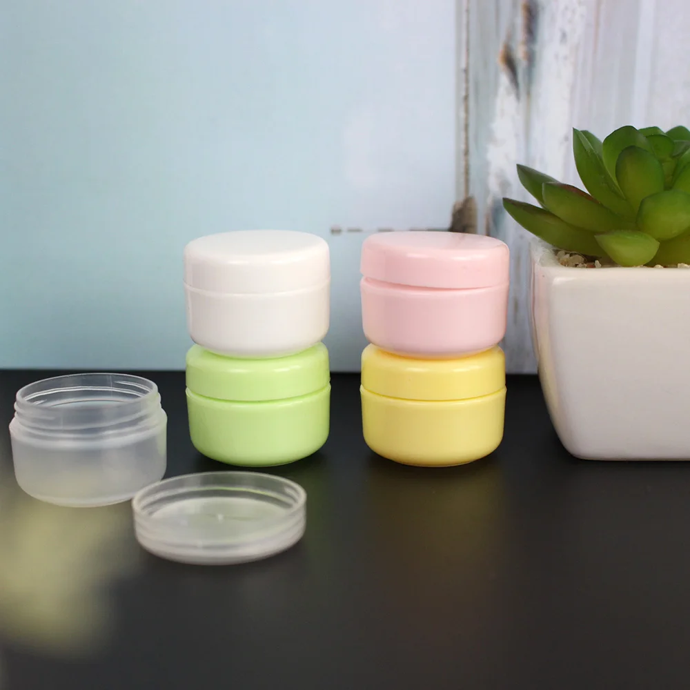 

1PC 10g-250g Plastic Empty Makeup Jar Pot Refillable Sample Bottles Travel Face Cream Lotion Cosmetic Container Colorful New