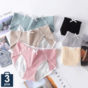 

Physiological Pant Period Pants New Panties women Mid waist High Quality Cotton Skin-friendly Soft Lingerie 3 pieces in a pack