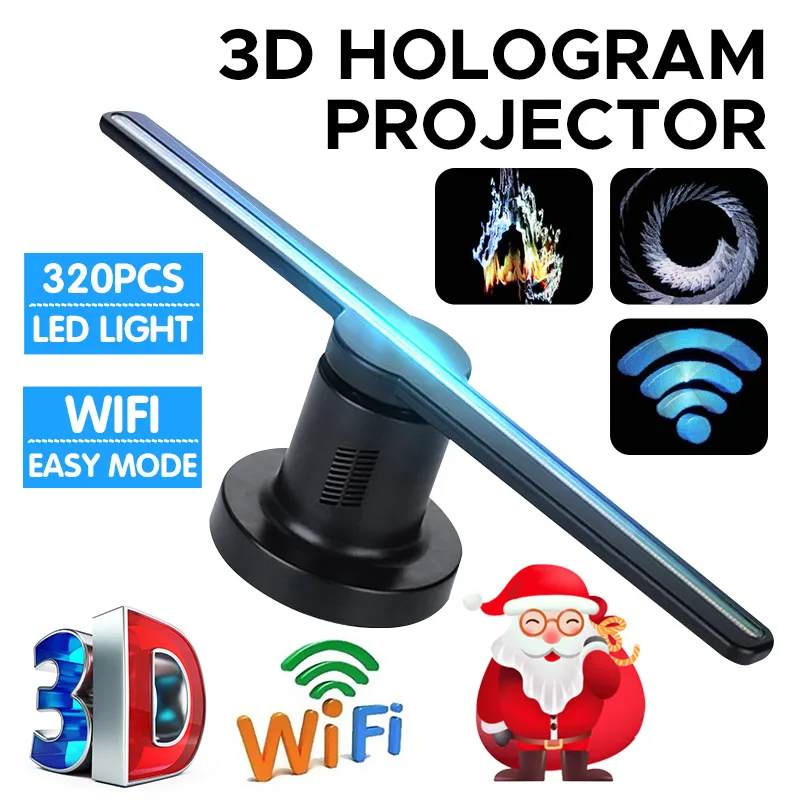 

3D Hologram Dispaly Projector Fan New 3D Hologram Projector Fan Holographic Shop Logo Wifi 224 LEDs Kit Funny