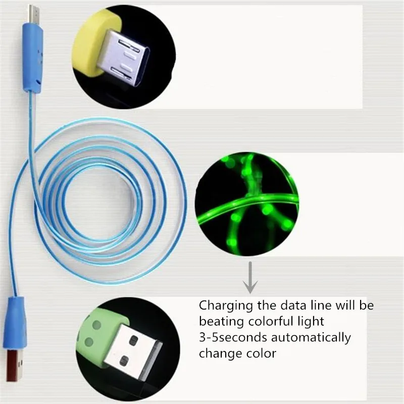 Для samsung millet Redmi Android USB зарядный кабель 1 м Micro USB светодиодный светильник для быстрой зарядки и передачи данных