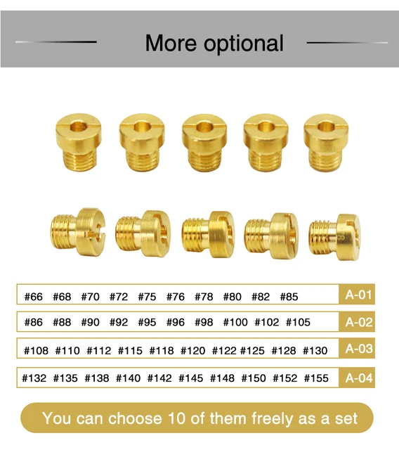 10 x M6 Gewinde Dellorto Hauptdüse 6mm 132 135 138 140 142 145 148 150 152  155