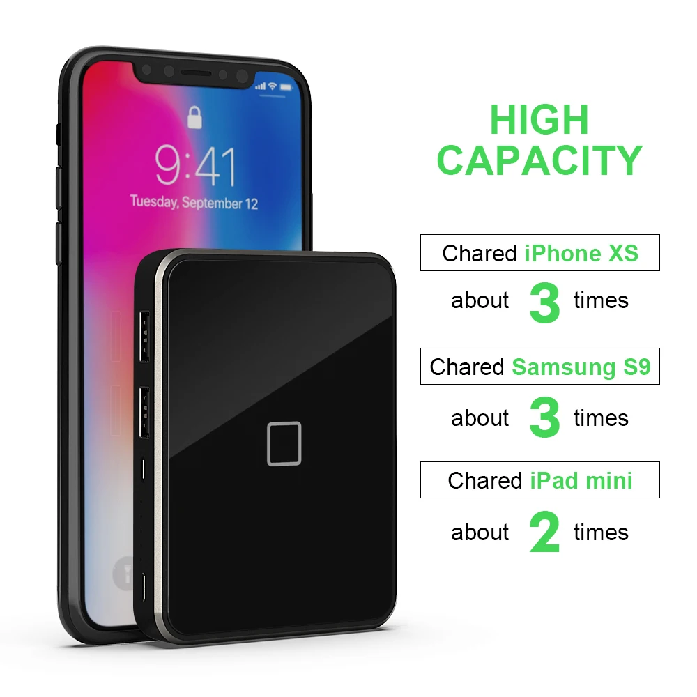 Cargador inalámbrico de 13000mAh cargador portátil de batería externa móvil para iphone xsmax 8 Plu