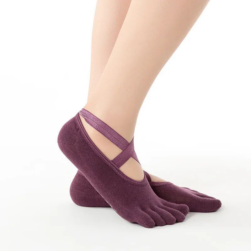 Jeseca/Лидер продаж года; хлопковые мягкие дышащие носки для женщин; сезон осень-зима; нескользящие носки из силикона; тапочки для девочек; танцевальные спортивные носки - Цвет: type 1 burgundy