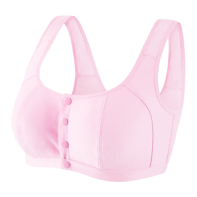 

New Cotton Bra Vest Sleep Bra Mother Wire Free Ultra-thin Underwear Front Four Buckle Anti-light Lingerie Fitness Bra