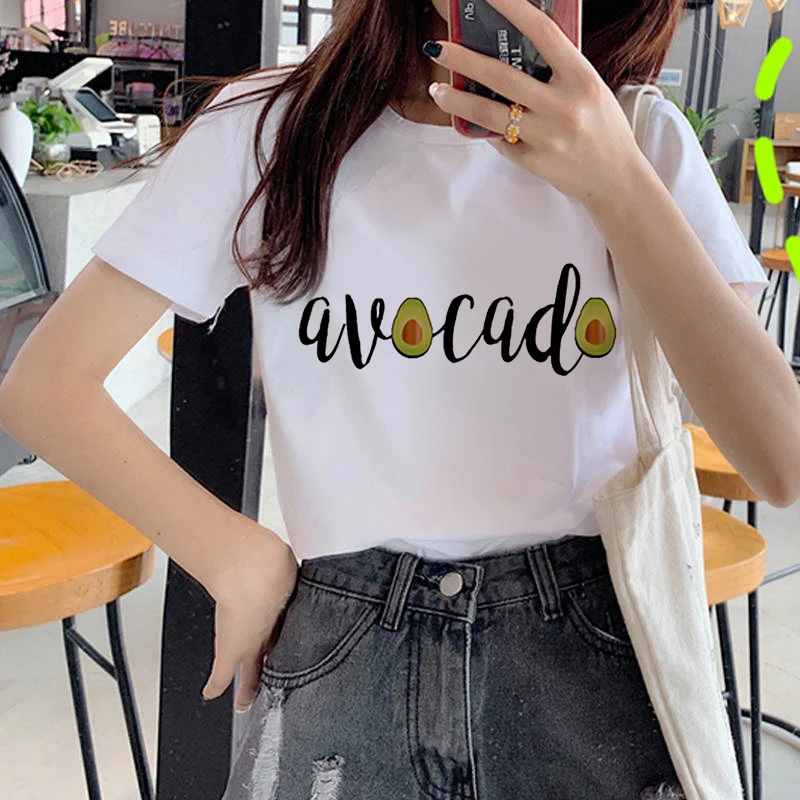 New hot sale printed kawaii cartoon T-shirt women casual graphics avocado avocado short-sleeved shirt women summer T-shirt