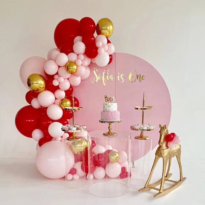 

95pcs Baby 1th Happy Birthday Backdrop Party Decoration Balloon Supplies Pink Red Gold Latex Balloons Garland Arch Bay Shower