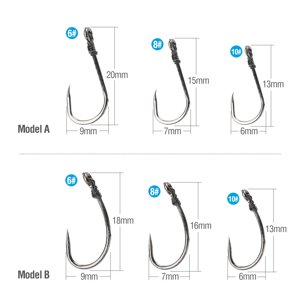 DONQL 6pcsset Carp Fishing Hooks With Braided Line Ready Tied Size 6# 8# 10# High Carbon Steel Single Circle Fishhook (3)