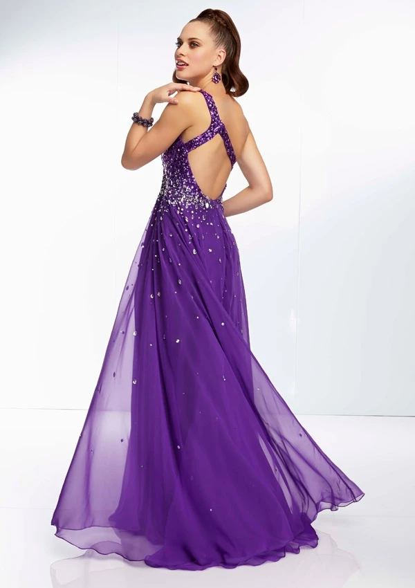 same as picture Rs-21 venda quente сексуальное um-linha cristal frisado um ombro vestidos шифоновое длинное платье для выпускного вечера - Цвет: same as picture