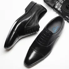 Mens Dress Shoes New Arrival British Style Square Toe Formal Shoes Men Leather Shoes Fashion Lace-up Office Shoes