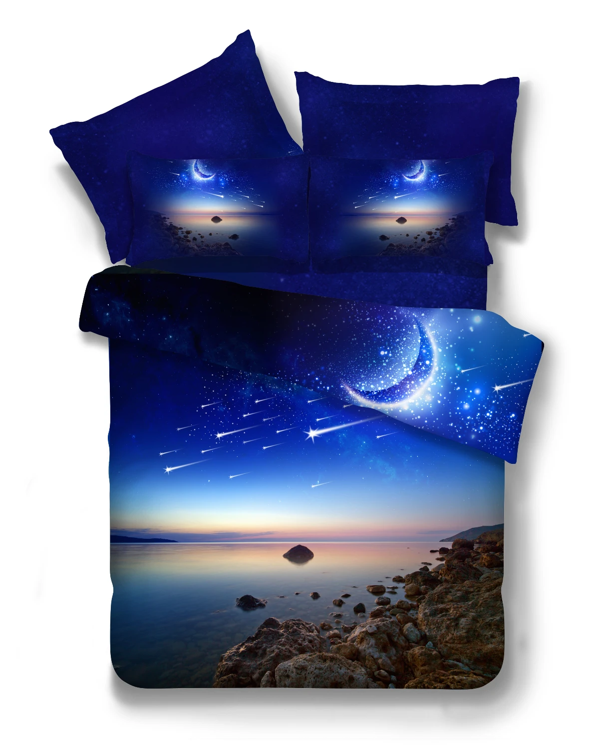 Jeefttby домашний текстиль 3D Космос Galaxy Звездное небо узор комплекты постельного белья с пододеяльником и наволочками с узором из постельное белье 2/3/4 шт. синий комплект постельного белья - Цвет: 4