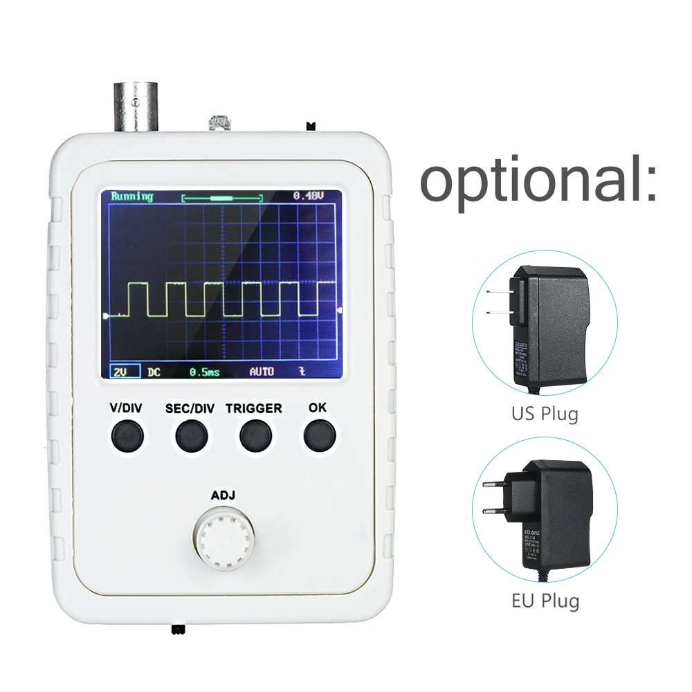 

KKmoon 2.4" TFT Digital Oscilloscope Kit with Power Adapter and BNC-Clip Cable Probe DS0150 for oscilloscope