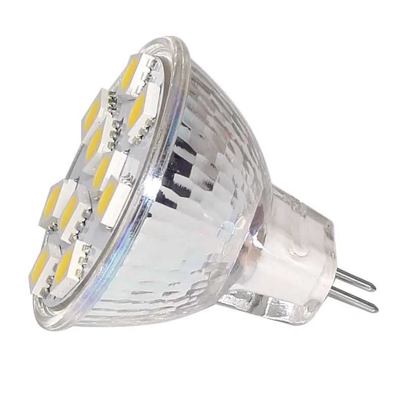 Приглушаемая 9 светодиодов 5050 5060 SMD MR11 светодиодная лампа 2 Вт 12 в 24 1 8 Вт-лм Белый