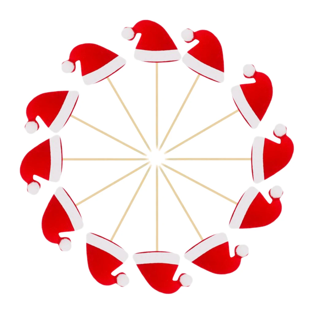 12-Pack Рождественский торт Топпер кекс набор для вечеринки - Цвет: Santa Hat as descri