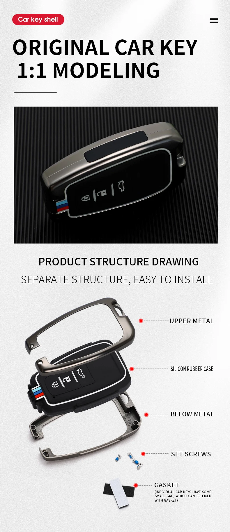 Copertura della cassa chiave a distanza dell'automobile in lega di zinco per Toyota Prius Camry Corolla CHR RAV4 Land Cruiser Prado Protector Shell Fob accessori - H3d6209bdca7547a6be877906a31f68dac