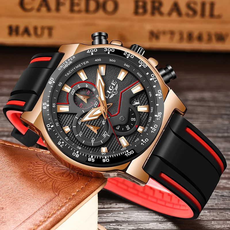 Relogio Masculino LIGE новые модные мужские часы с силиконовым ремешком лучший бренд класса люкс водонепроницаемый спортивный хронограф кварцевые часы для мужчин