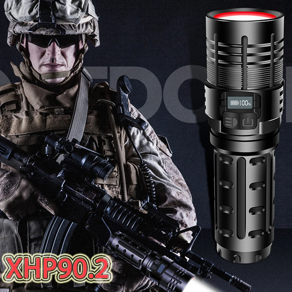 Самый мощный Xhp90.2 светодиодный фонарь Xhp90 тактический мини военный фонарик USB 18650
