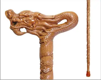 

crafts sculpture elderly old man manual carving Wooden crutch walking aid cane birthday gift mahogany wood stick Animal Faucet