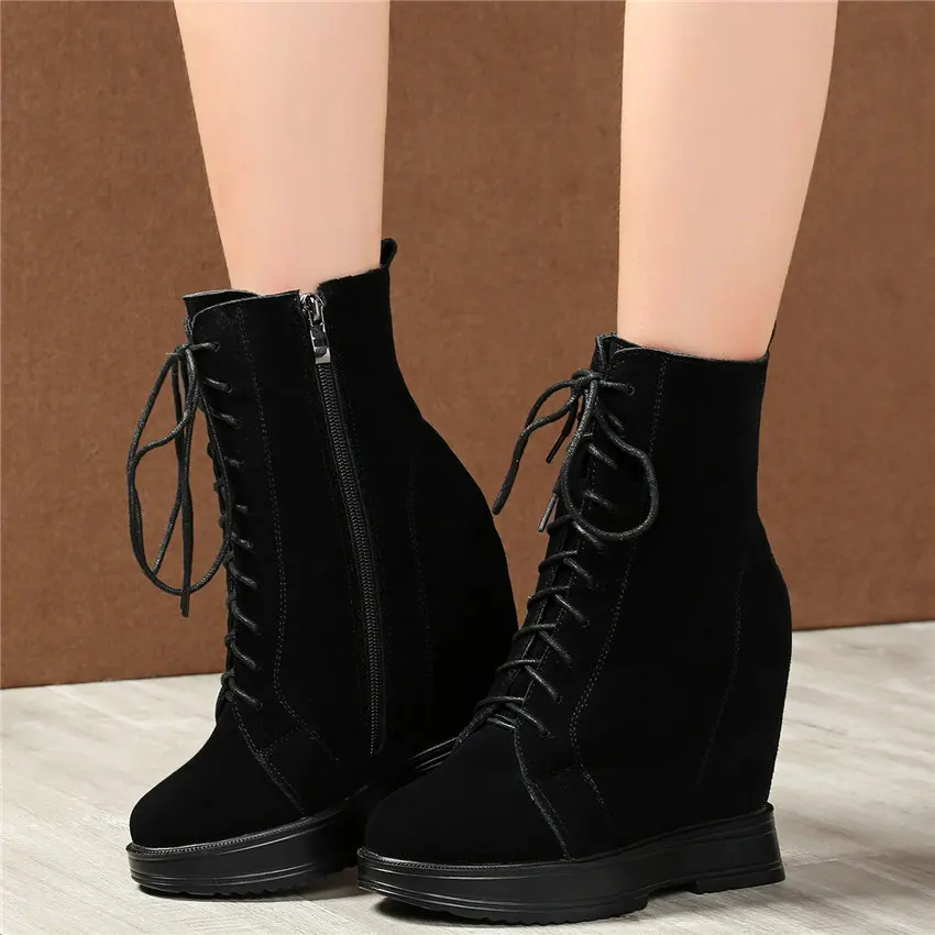 Обувь с высоким берцем женские зимние сапоги из натуральной кожи на очень высоком каблуке на шнуровке теплые туфли-лодочки на платформе мод... Обувь с высоким берцем женские зимние сапоги из натуральной кожи на очень высоком каблуке на шнуровке теплые туфли-лодочки на платформе мод...