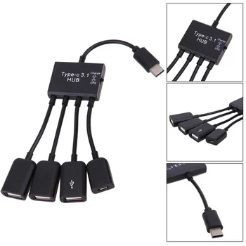 

Besegad 4 in 1 Multi-Function USB C Type-C OTG Hub Cable Adapter Connector for Smartphones Tablets U Disk Mouse Keyboard Gamepad