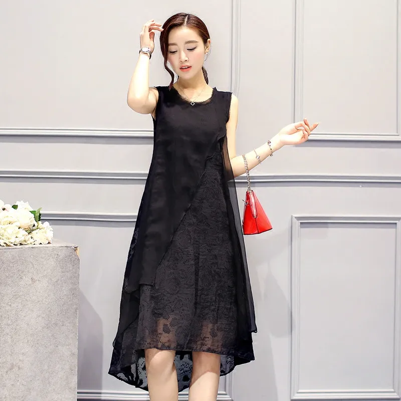 

Casual Women Summer Vestido 2020 Sleeveless Black Dress Female Robe Vintage Womens Dresses Large Sizes 5XL 6XL FYY502