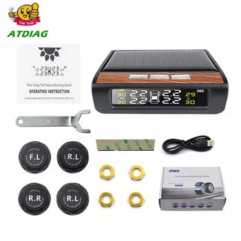 

Newest Solar D68 TPMS Car Tire Pressure Alarm Monitor System Display Temperature Warning Fuel Save with 4 Sensors