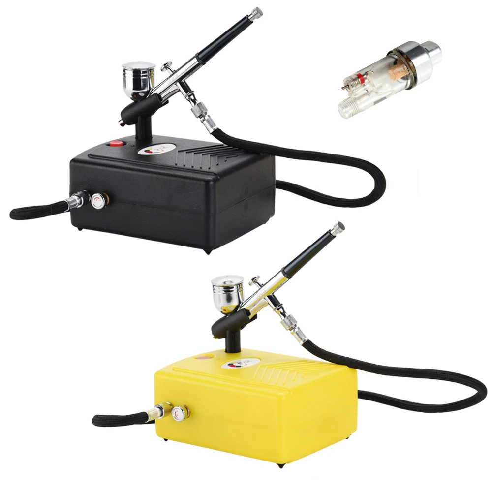 OPHIR Kit aerógrafo de doble acción con Mini compresor para pintura corporal, de para arte de uñas, AC034 + AC004 + AC011| airbrush kit|airbrush compressorcompressor set -