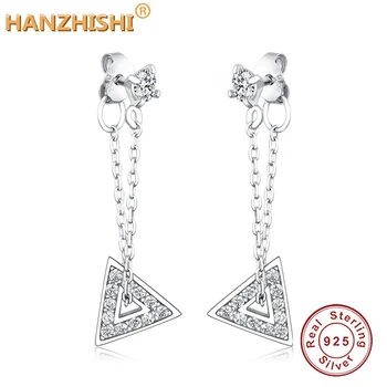 

100% 925 Sterling Silver Earrings For Women Minimalism Triangle Long Tassel Earrings Ear Line pendientes
