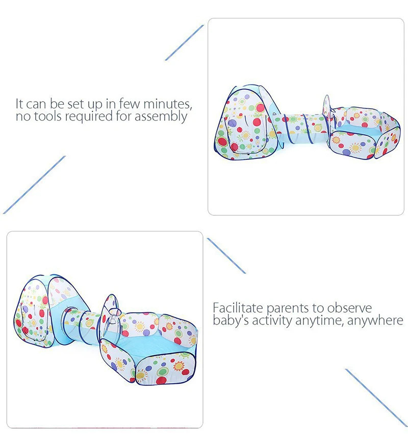 Детская палатка из трех частей, морской шар, бассейн, ползающий туннель, палатка дом, игровой дом для 0-3 лет, детская игрушка, морской шар, забор