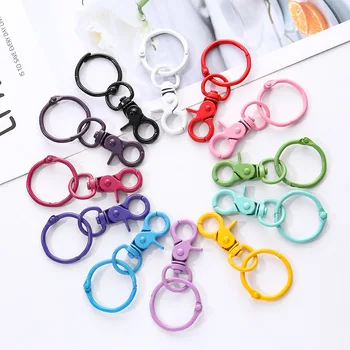 

5pcs Color Paint Keychains DIY Women Fashion Jewelry Accessories Metal Binder Clips Key Ring High Quality Keychains Handmade