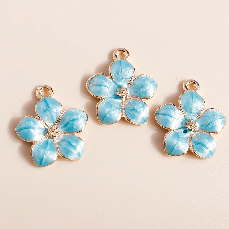 10pcs Enamel Flowers Charms Kawaii Sakaru Daisy Charms Pendants for Necklace Bracelet DIY Jewelry Making Accessories